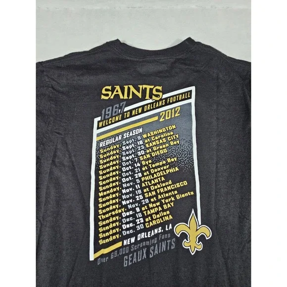 NFL Team Apparel New Orleans Saints 2012 Schedule T-Shirt Mens Large Black K917 - Picture 7 of 9